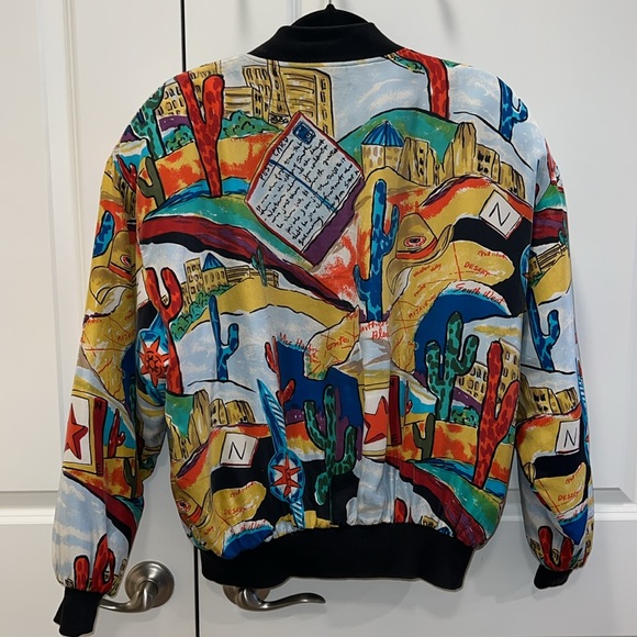 VINTAGE 80’s CAROL HORN SILK BOMBER JACKET - Picture 5 of 10